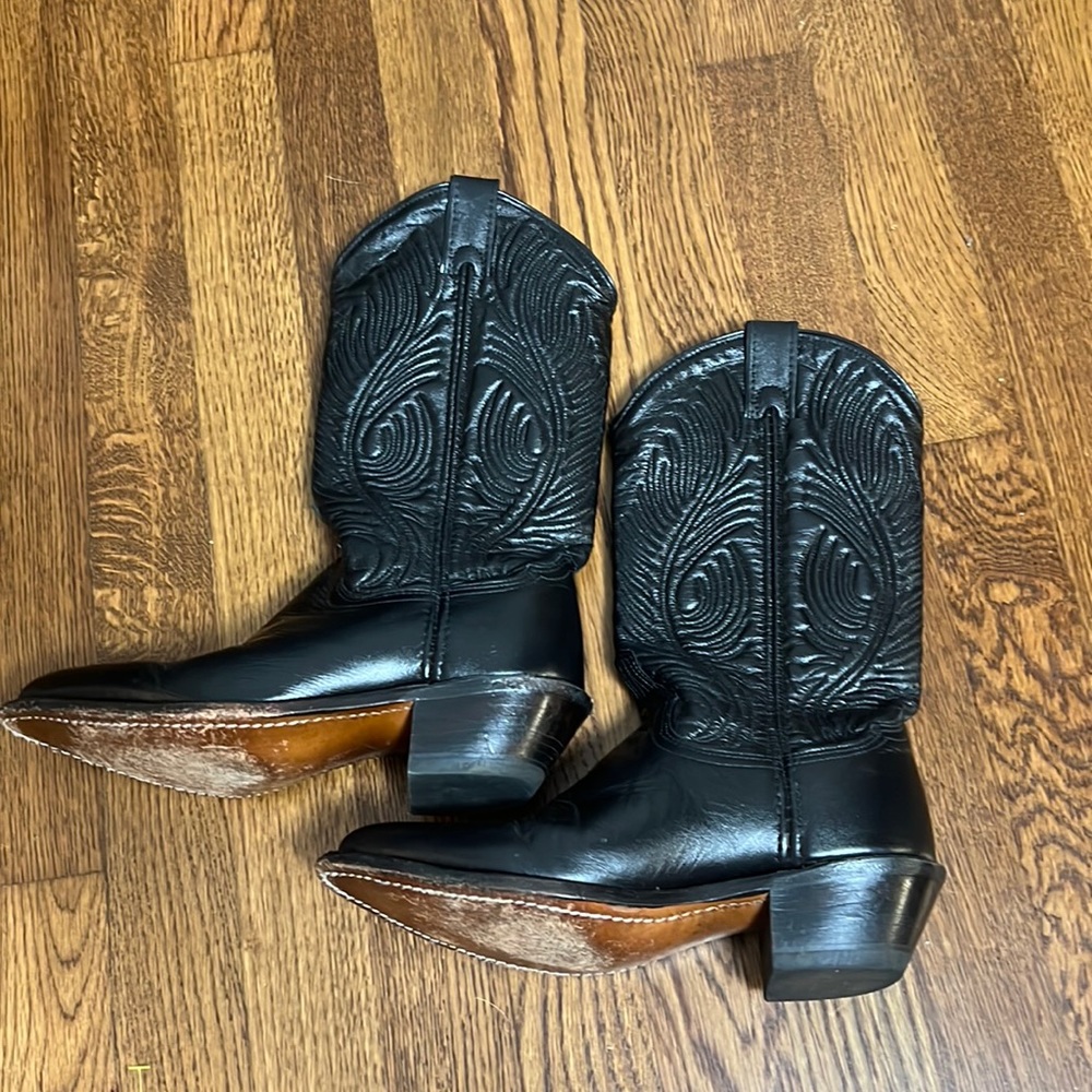 Black Leather Cowboy Boots